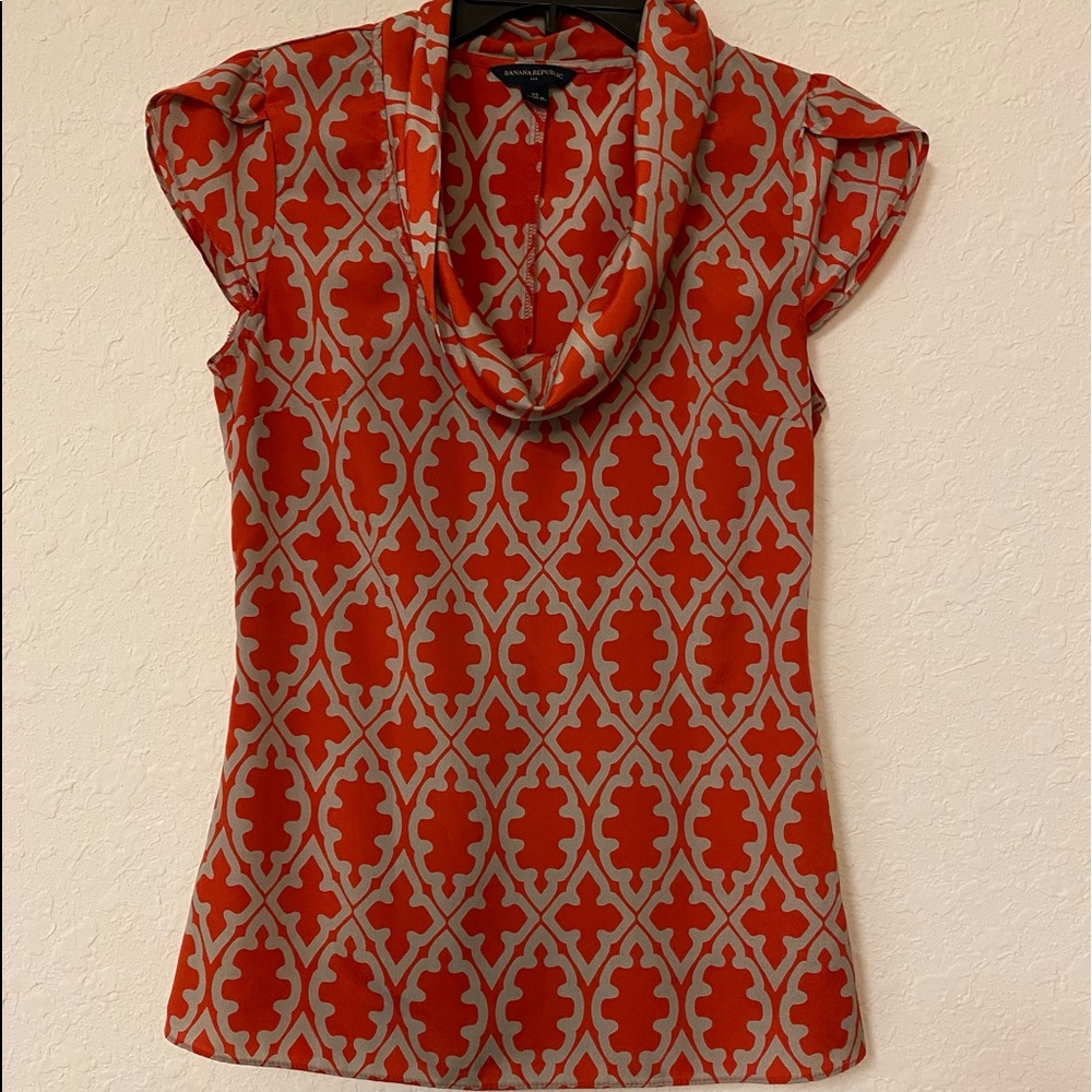 Banana Republic Factory Store Women Orange Short Sleeve Blouse